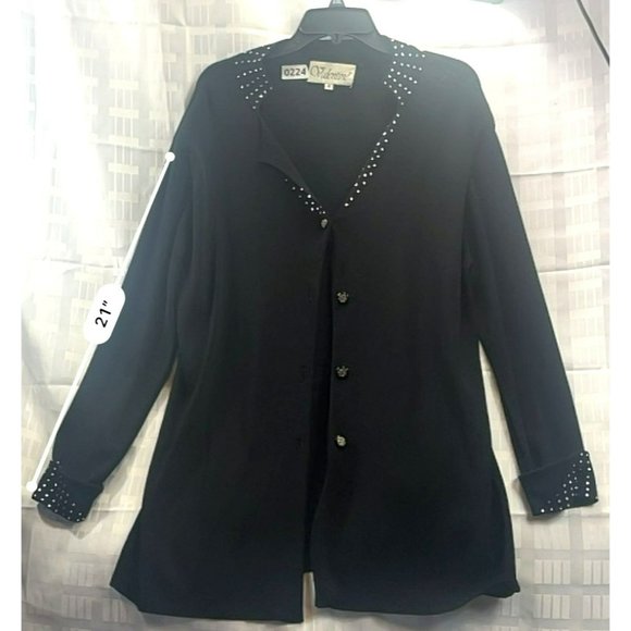 valentine, women sweater, size16, color black, botton down - Picture 5 of 10